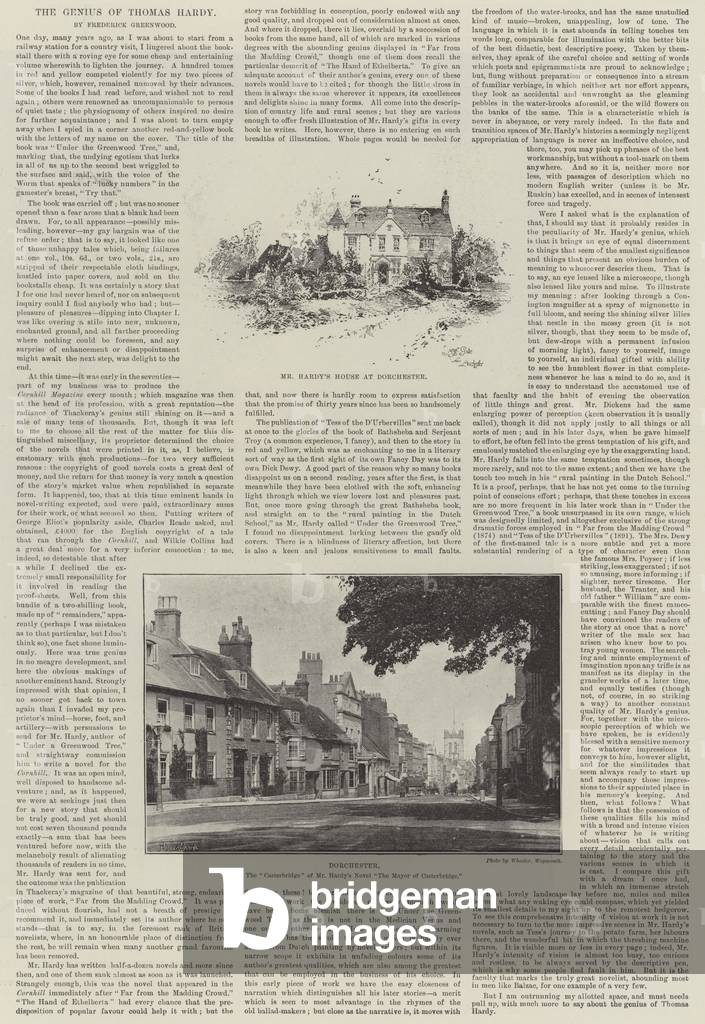 The Genius of Thomas Hardy, by Frederick Greenwood (engraving)