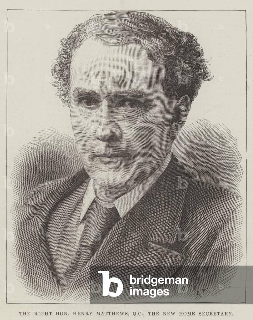 The Right Honourable Henry Matthews, QC, the New Home Secretary (engraving)