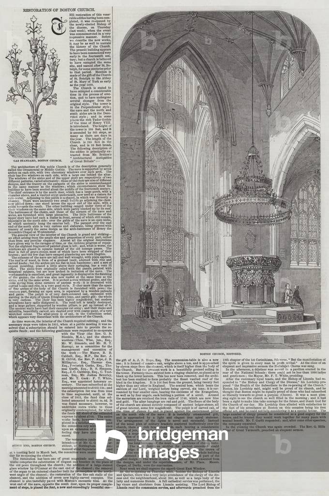 Restoration of Boston Church (engraving)