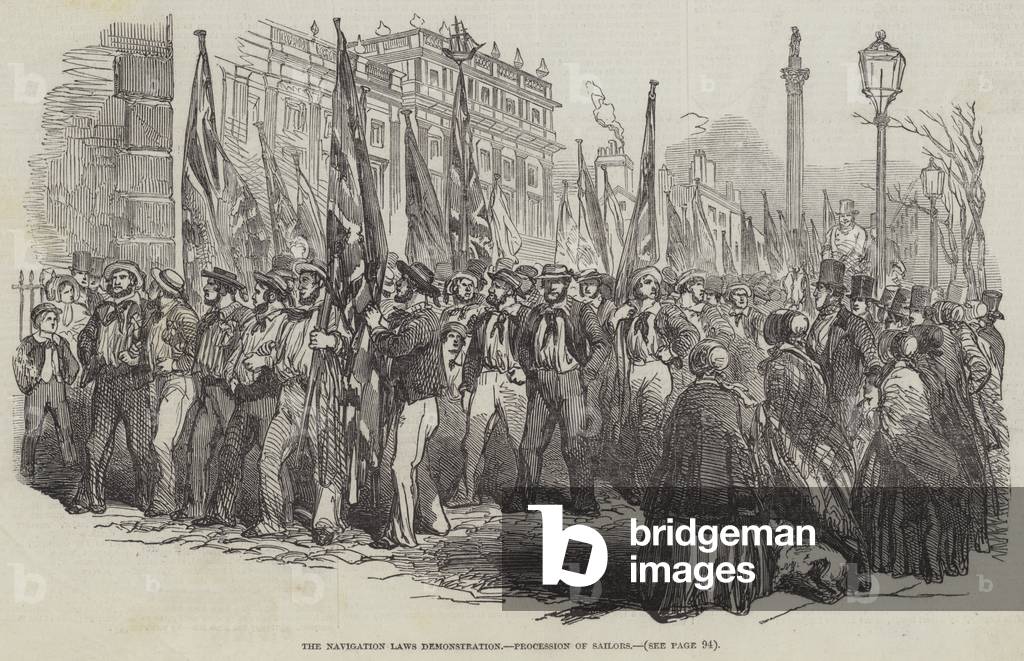 The Navigation Laws Demonstration, Procession of Sailors (engraving)