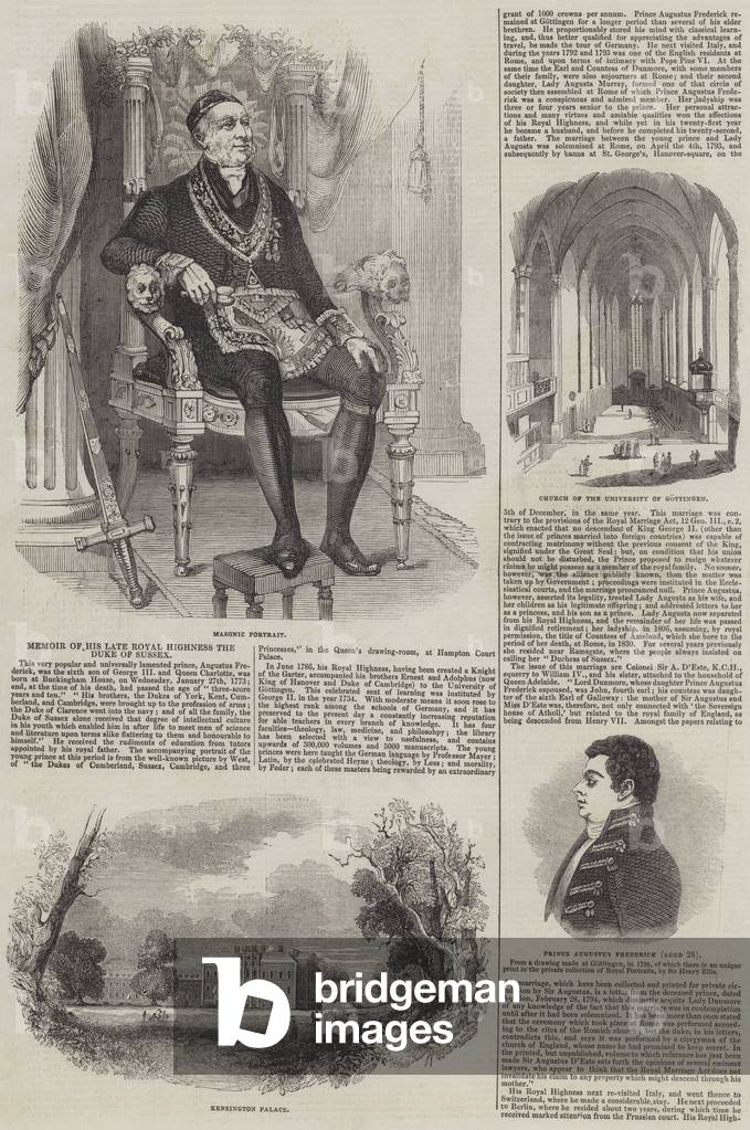 Memoir of His late Royal Highness the Duke of Sussex (engraving)