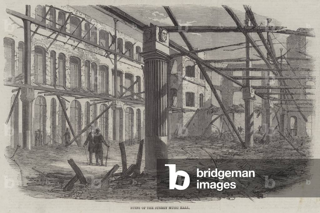 Ruins of the Surrey Music Hall (engraving)