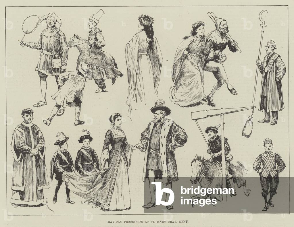 May-Day Procession at St Mary Cray, Kent (engraving)