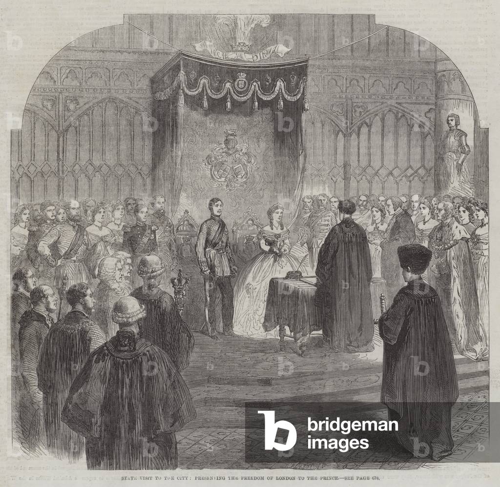 State Visit to the City, presenting the Freedom of London to the Prince (engraving)