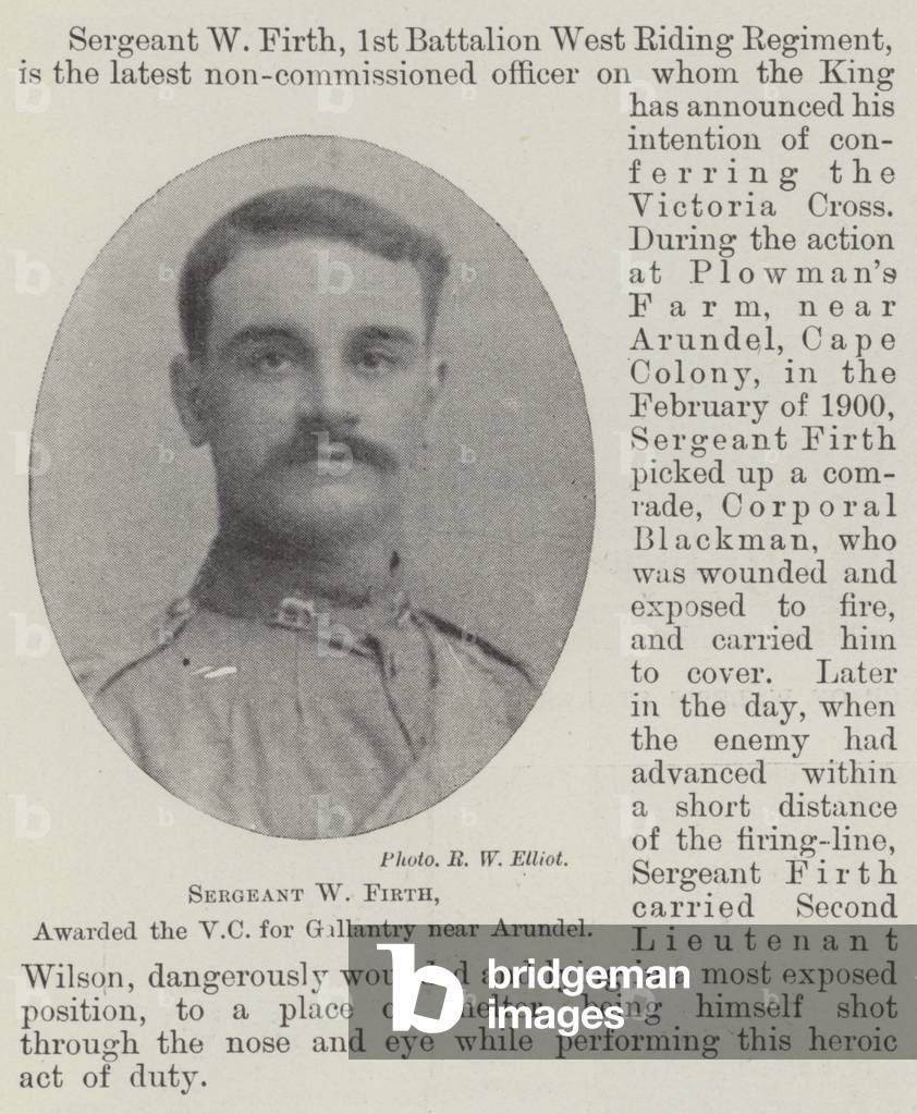 Sergeant W Firth, awarded the VC for Gallantry near Arundel (b/w photo)