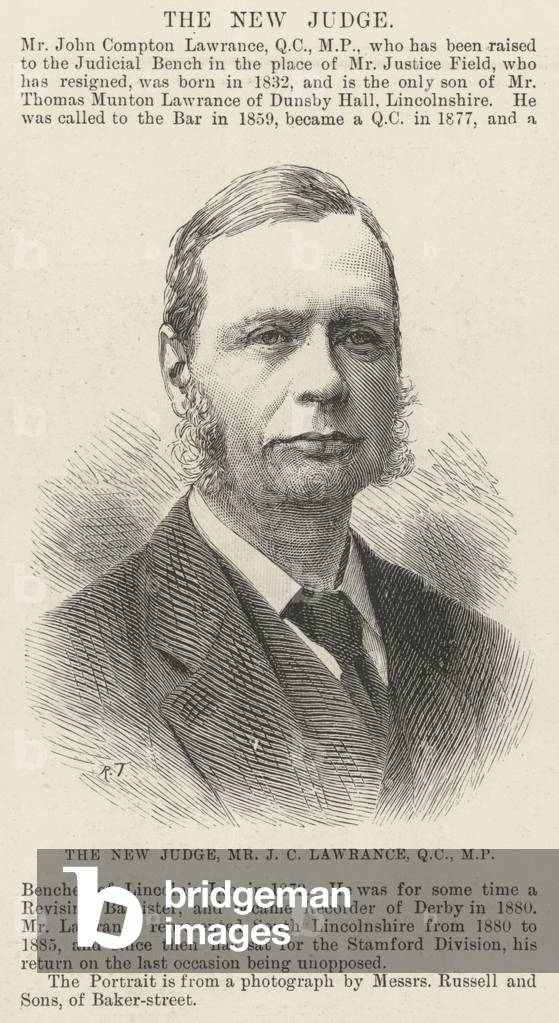 The New Judge, Mr J C Lawrance, QC, MP (engraving)