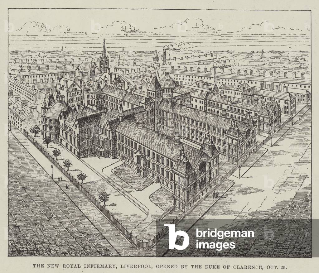 The New Royal Infirmary, Liverpool, opened by the Duke of Clarence, 29 October (engraving)