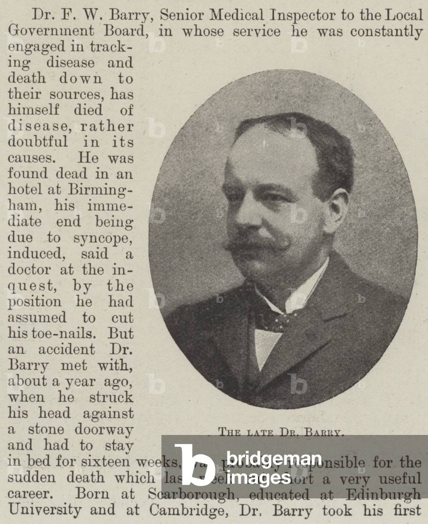 The late Dr Barry (b/w photo)