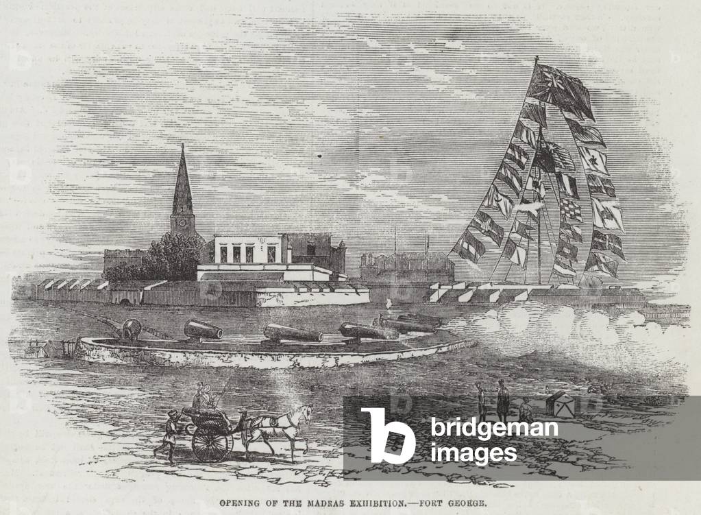 Opening of the Madras Exhibition, Fort George (engraving)