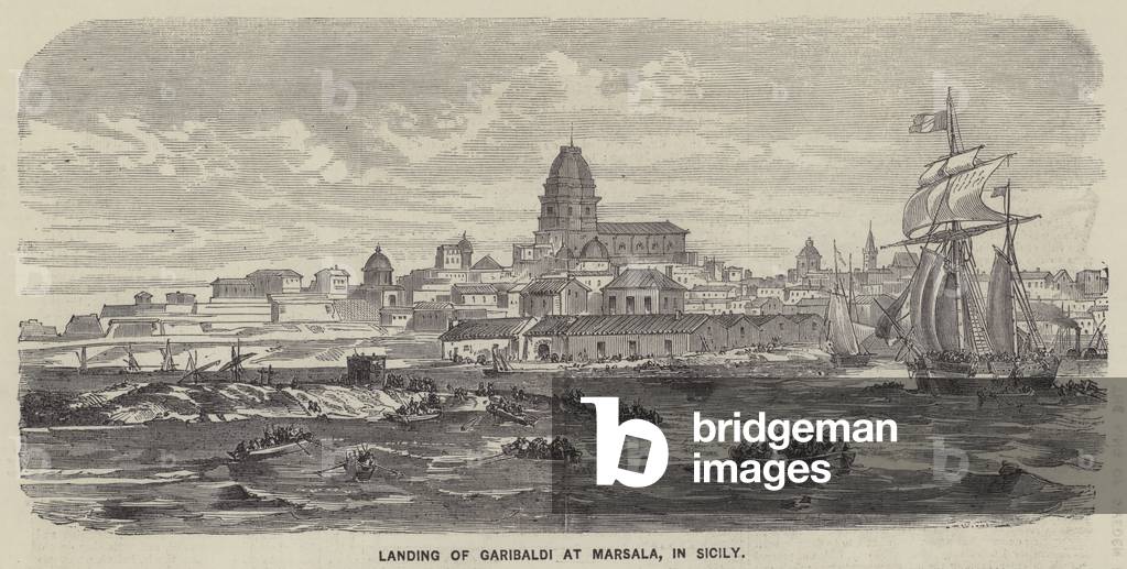 Landing of Garibaldi at Marsala, in Sicily (engraving)