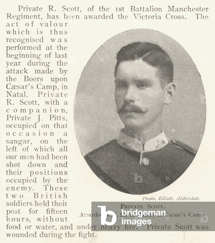 Private Scott, awarded VC for Gallantry at Caesar's Camp (b/w photo)