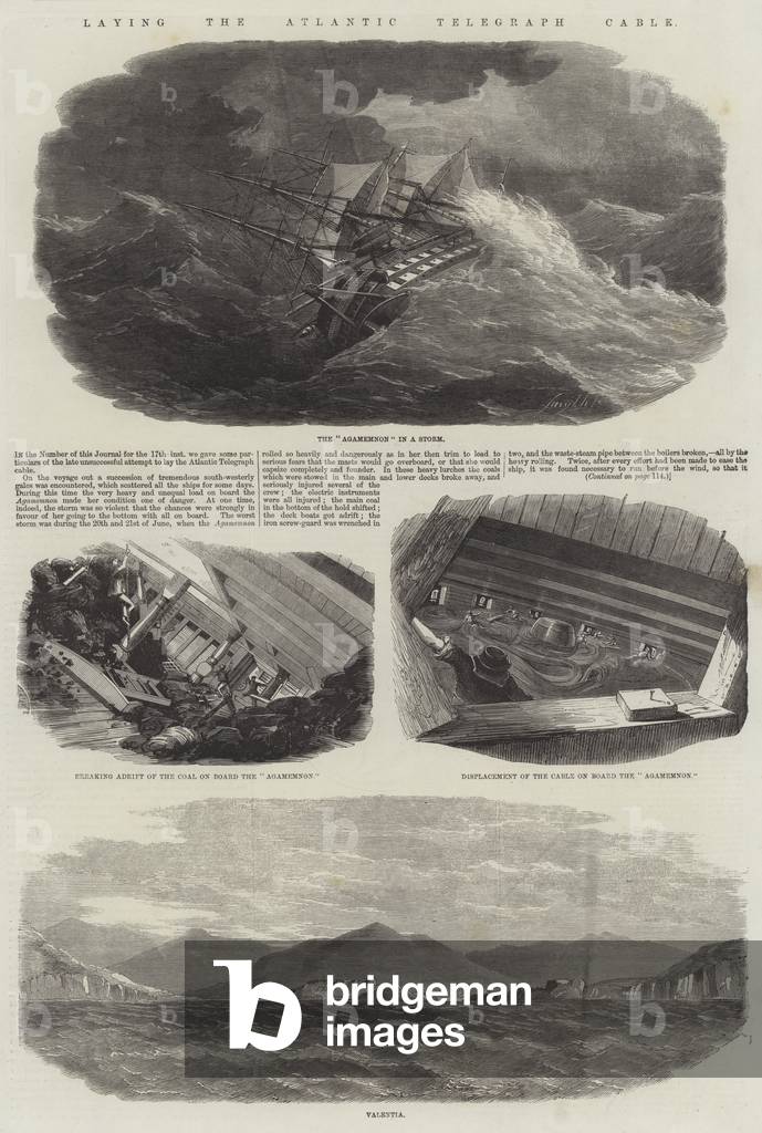 Laying the Atlantic Telegraph Cable (engraving)
