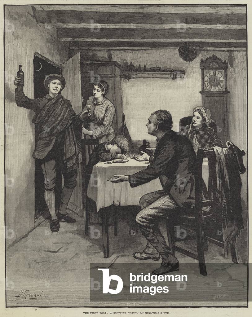 The First Foot, a Scottish Custom on New-Year's Eve (engraving)