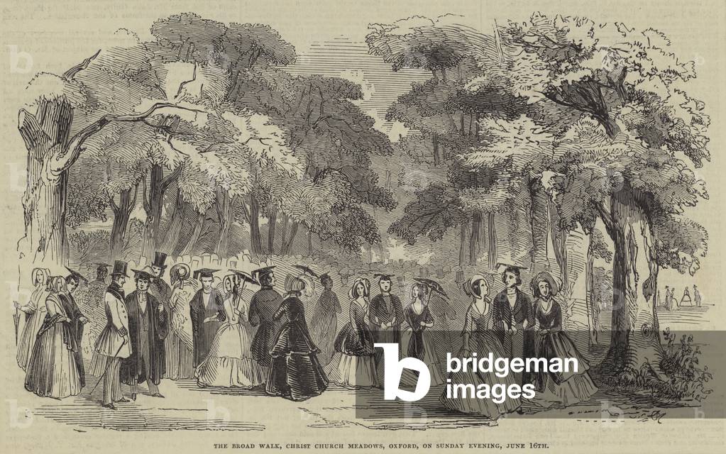 The Broad Walk, Christ Church Meadows, Oxford, on Sunday Evening, 16 June (engraving)
