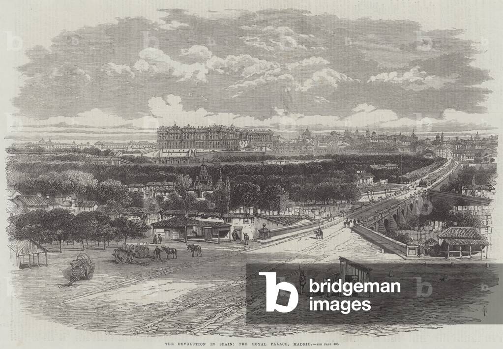 The Revolution in Spain, the Royal Palace, Madrid (engraving)