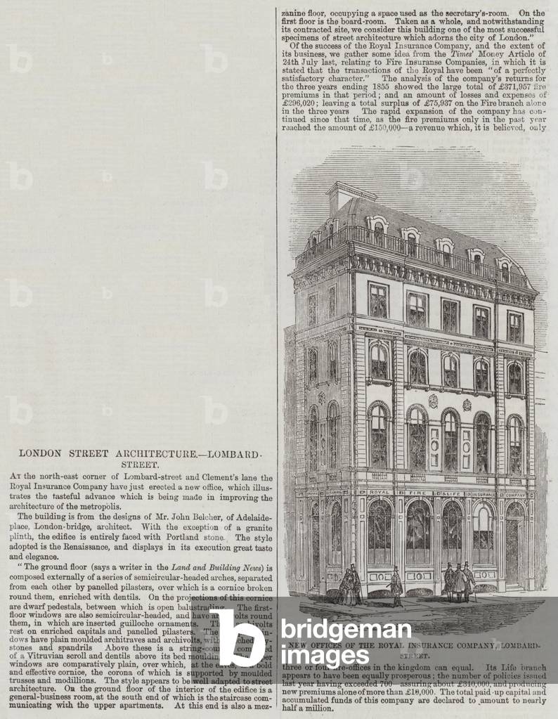 New Offices of the Royal Insurance Company, Lombard-Street (engraving)