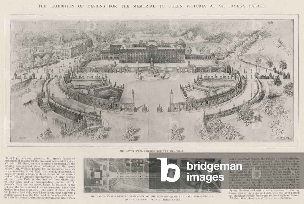 The Exhibition of Designs for the Memorial to Queen Victoria at St James's Palace (litho)