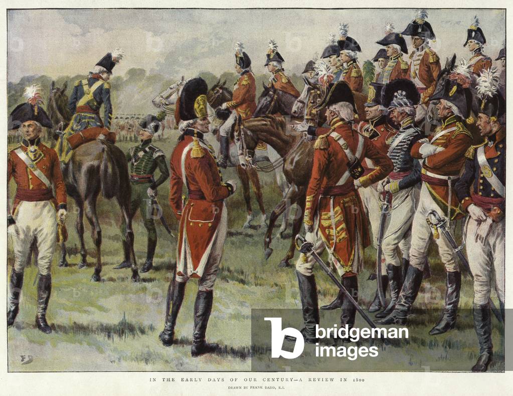 In the Early Days of our Century, a Review in 1800 (colour litho)