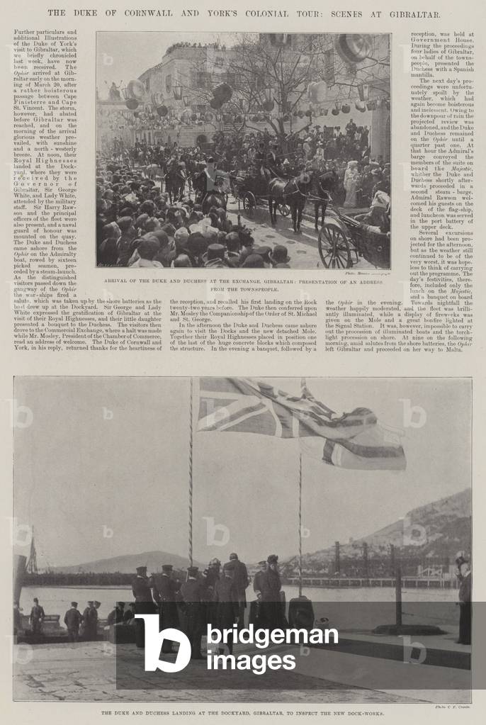 The Duke of Cornwall and York's Colonial Tour, Scenes at Gibraltar (b/w photo)