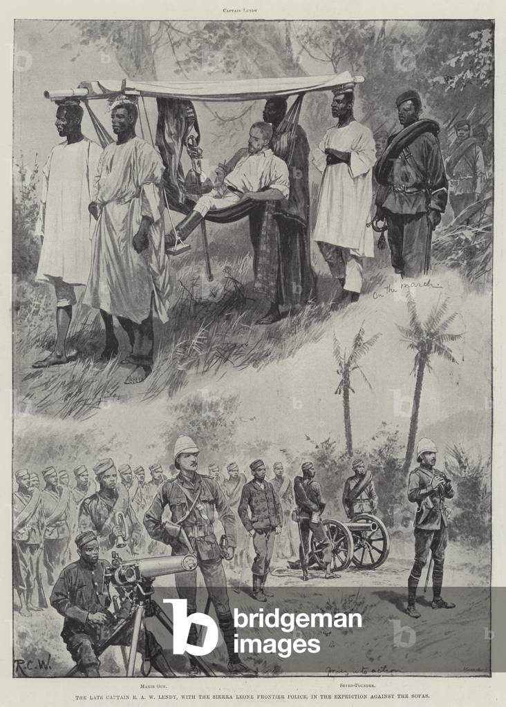 The late Captain E A W Lendy, with the Sierra Leone Frontier Police, in the Expedition against the Sofas (engraving)