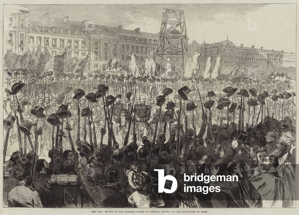 The War, Review of the National Guard, by General Trochu, on the Boulevards of Paris (engraving)