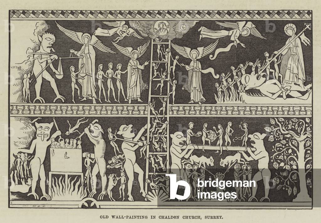 Old Wall-Painting in Chaldon Church, Surrey (engraving)