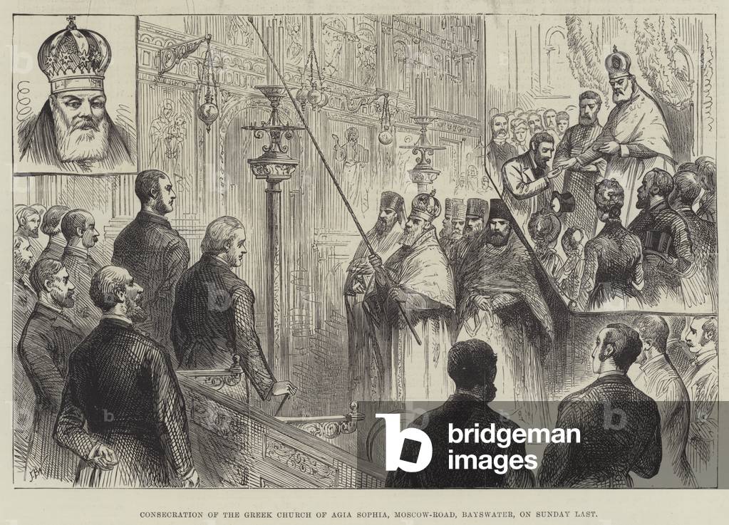 Consecration of the Greek Church of Agia Sophia, Moscow-Road, Bayswater, on Sunday Last (engraving)