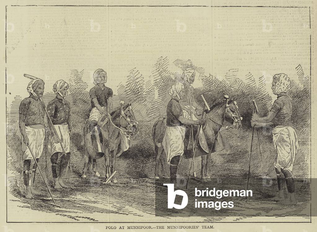 Polo at Munnipoor, the Munnipoories' Team (engraving)