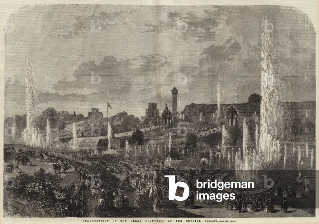Inauguration of the Great Fountains at the Crystal Palace (engraving)