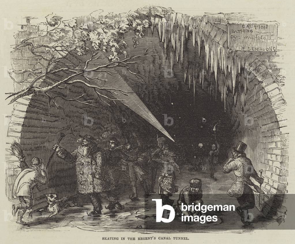Skating in the Regent's Canal Tunnel (engraving)