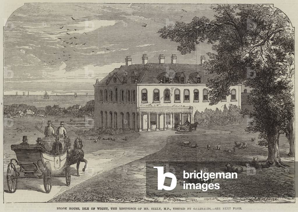 Brook House, Isle of Wight, the Residence of Mr Seely, MP, visited by Garibaldi (engraving)