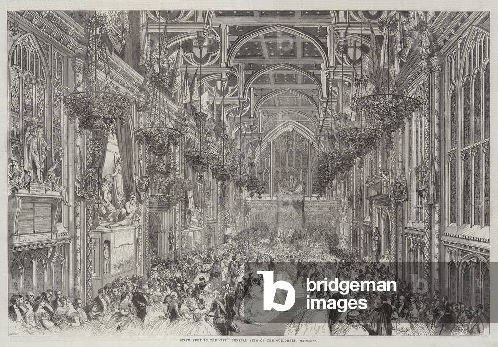 State Visit to the City, General View of the Guildhall (engraving)