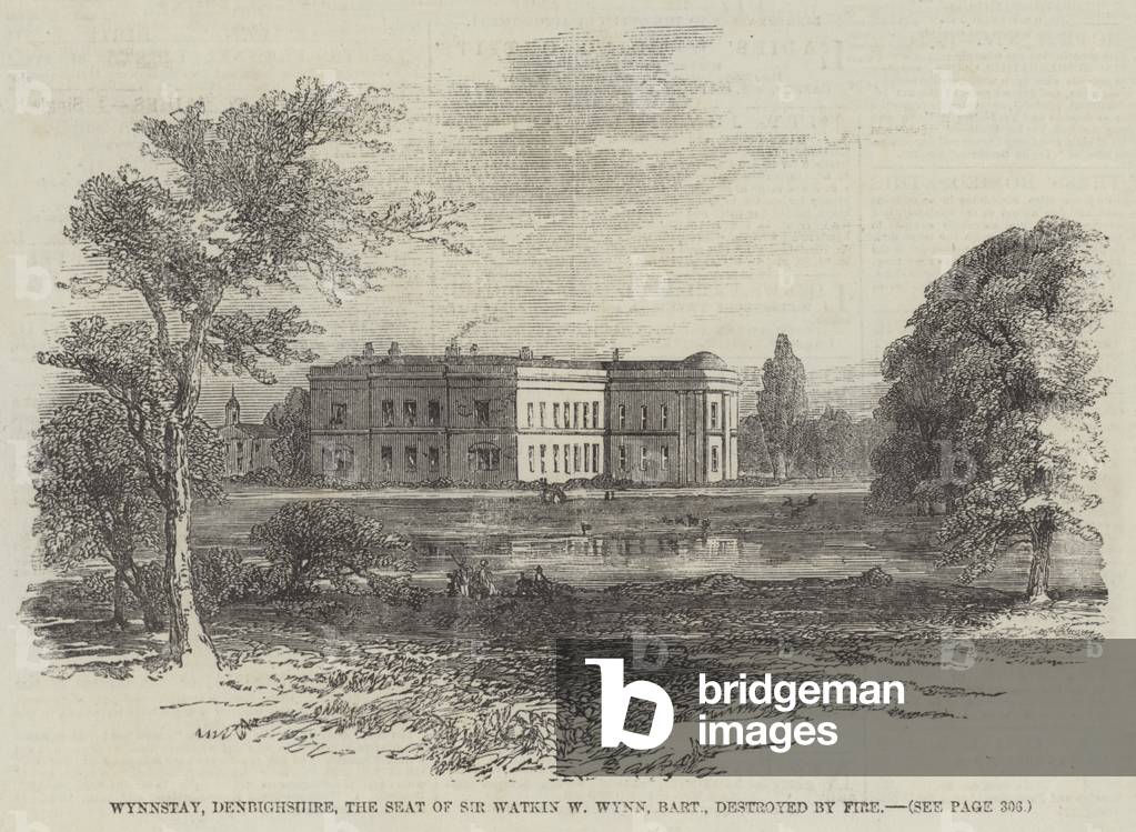Wynnstay, Denbighshire, the Seat of Sir Watkin W Wynn, Baronet, destroyed by Fire (engraving)