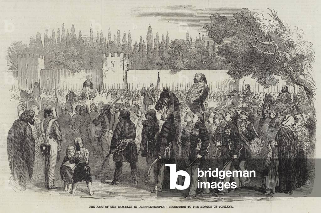 The Fast of the Ramazan in Constantinople, Procession to the Mosque of Tophana (engraving)