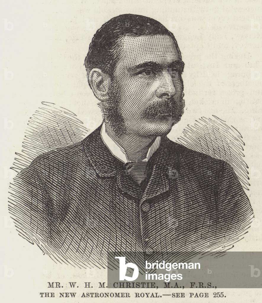 Mr W H M Christie, MA, FRS, the New Astronomer Royal (engraving)