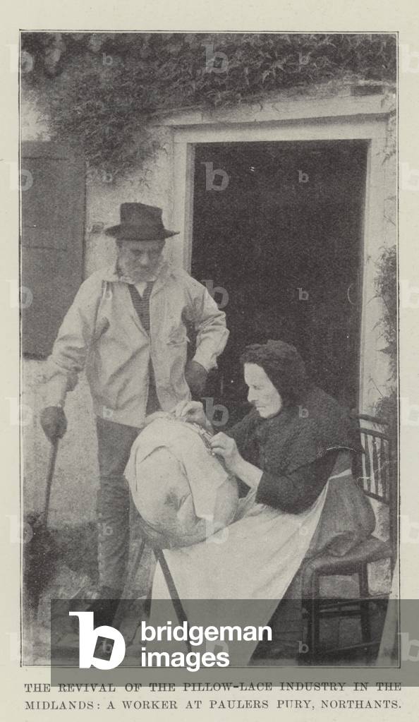 The Revival of the Pillow-Lace Industry in the Midlands, a Worker at Paulers Pury, Northants (b/w photo)