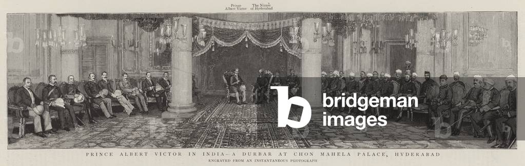 Prince Albert Victor in India, a Durbar at Chon Mahela Palace, Hyderabad (engraving)