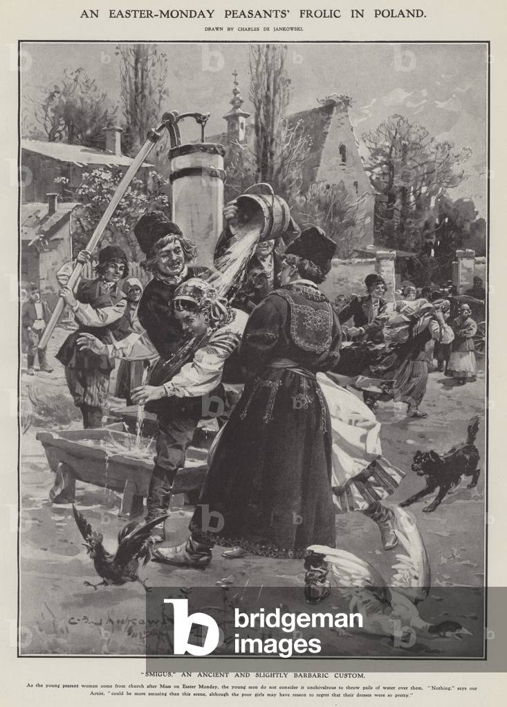 An Easter Monday peasants' frolic in Poland (litho)