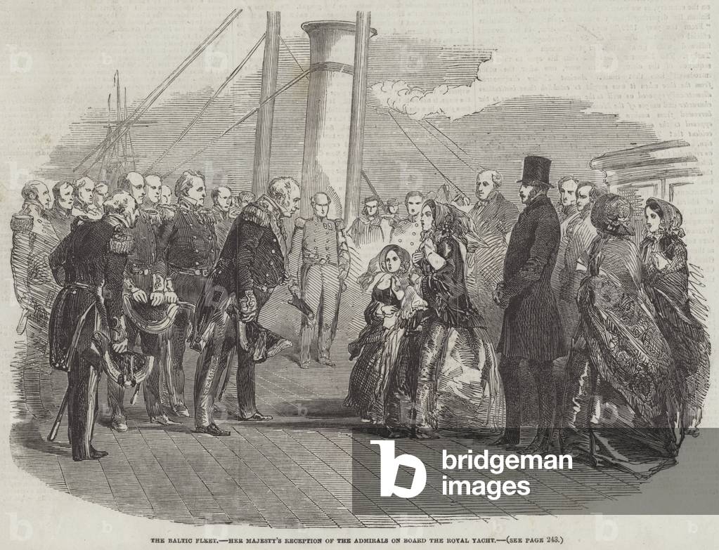 The Baltic Fleet, Her Majesty's Reception of the Admirals on Board the Royal Yacht (engraving)