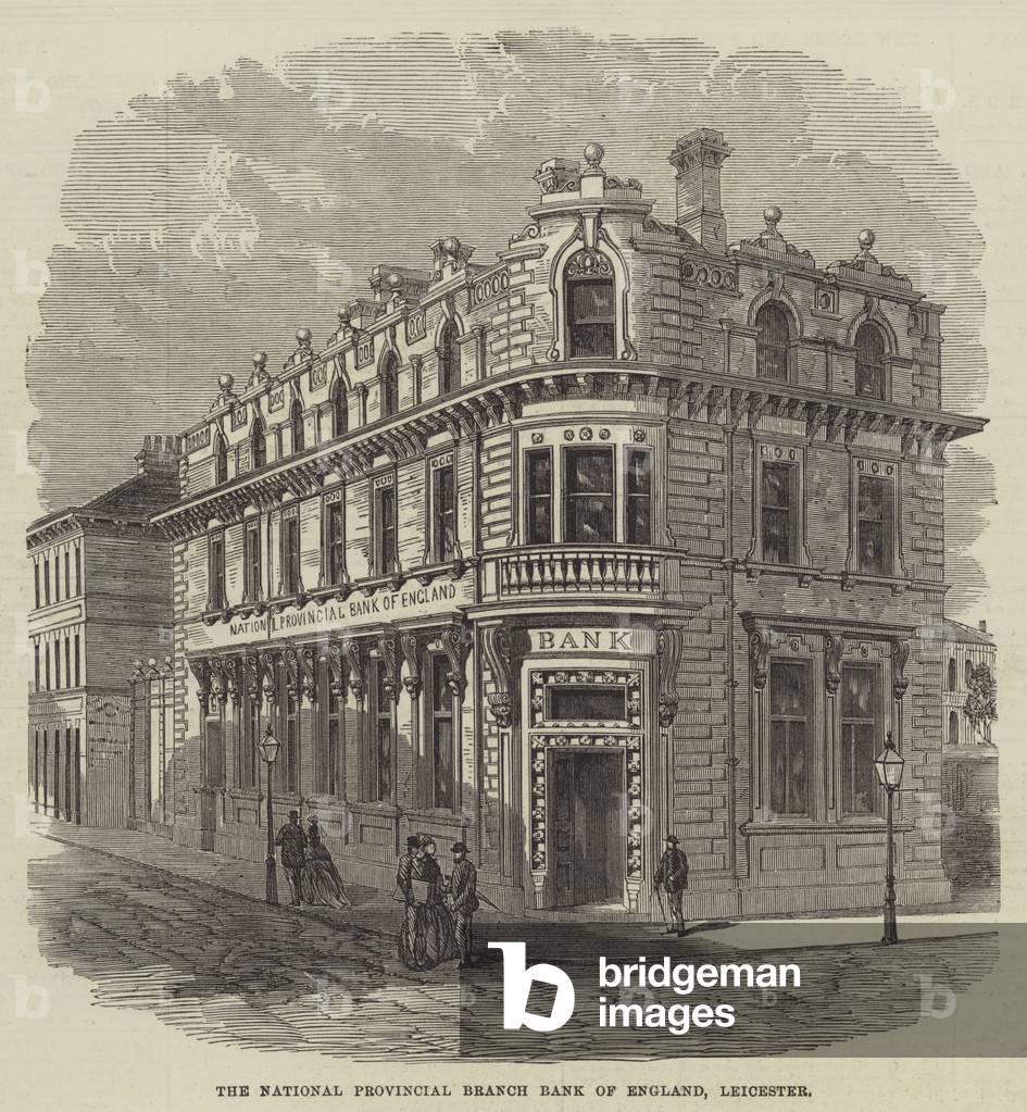 The National Provincial Branch Bank of England, Leicester (engraving)