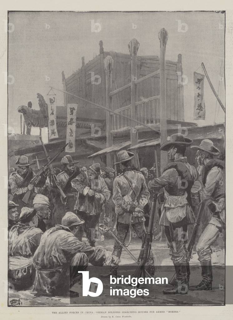 The Allied Forces in China, German Soldiers searching Houses for Armed 