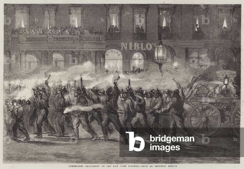 Torchlight Procession of the New York Firemen (engraving)