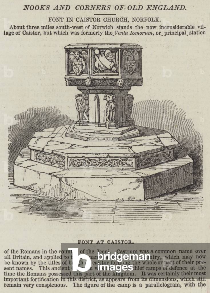 Font in Caistor Church, Norfolk (engraving)