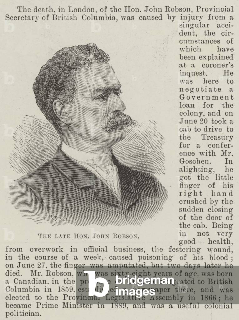 The late Honourable John Robson (engraving)