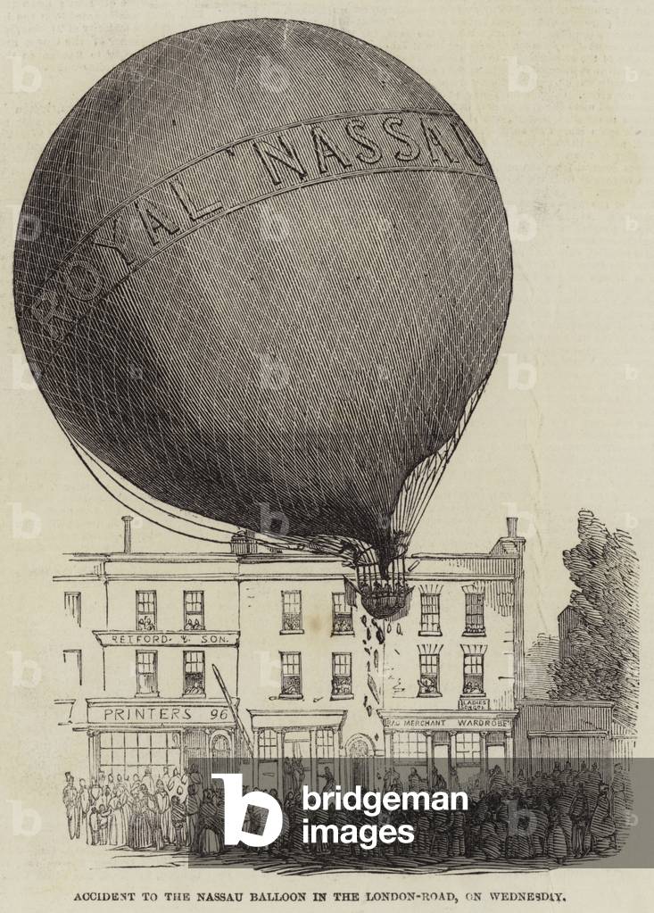 Accident to the Nassau Balloon in the London-Road, on Wednesday (engraving)
