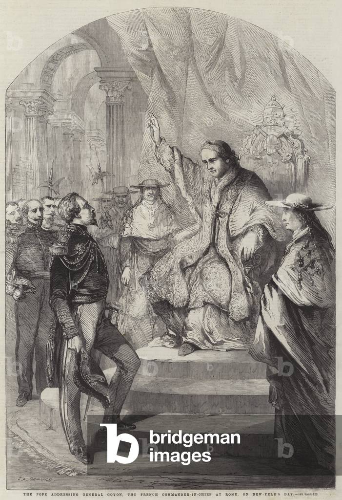 The Pope addressing General Goyon, the French Commander-in-Chief at Rome, on New-Year's Day (engraving)