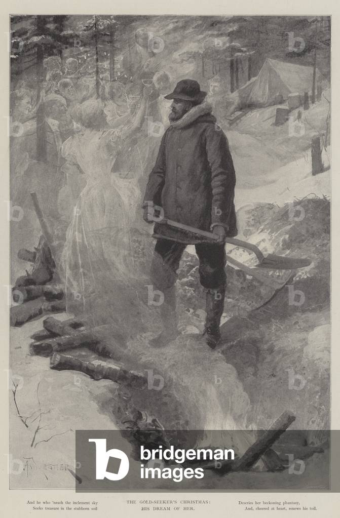 The Gold-Seeker's Christmas, His Dream of Her (litho)