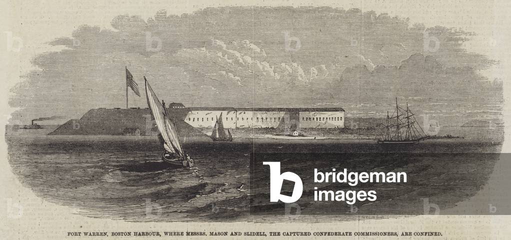 Fort Warren, Boston Harbour, where Messrs Mason and Slidell, the Captured Confederate Commissioners, are confined (engraving)