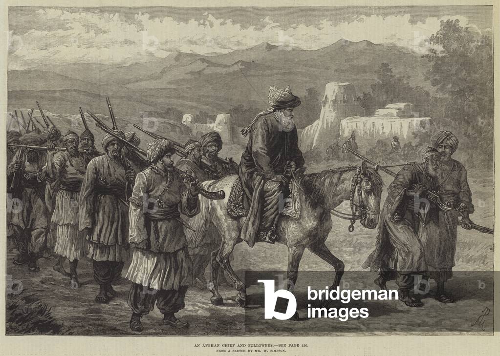 An Afghan Chief and Followers (engraving)