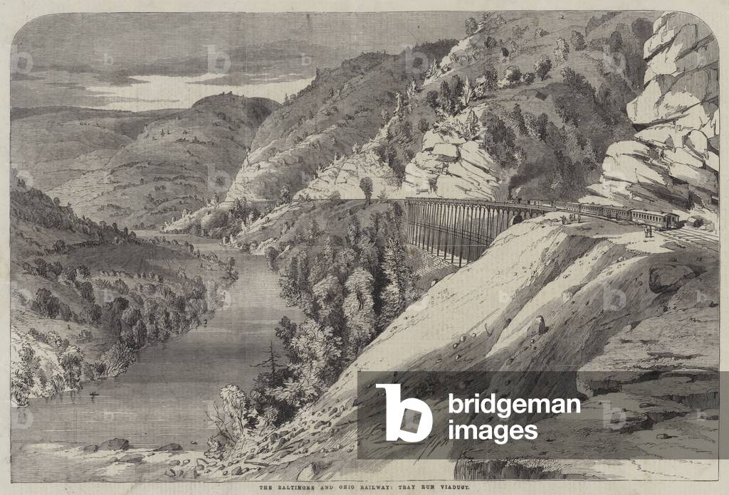 The Baltimore and Ohio Railway, Tray Run Viaduct (engraving)